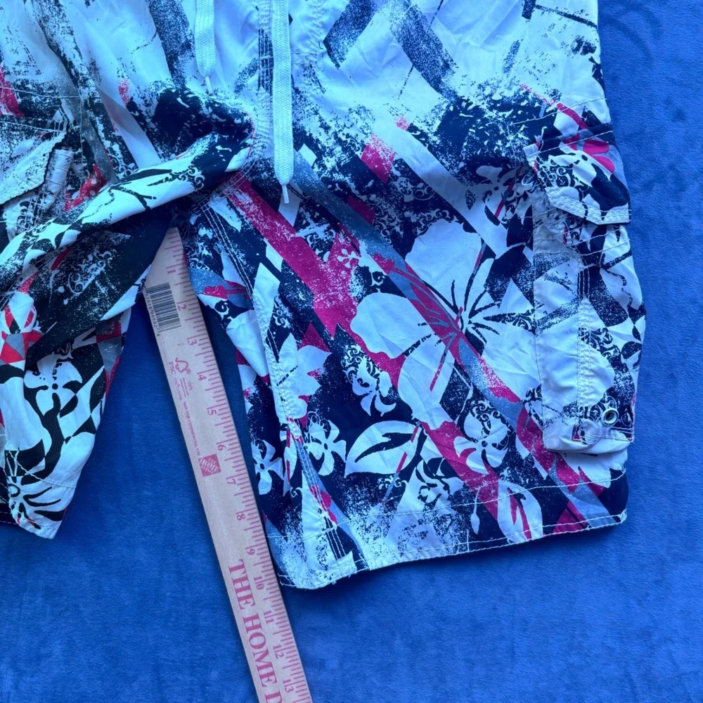 Arizona Jean Co Mens Board Shorts Pink Black White Floral Cargo Swim Trunks 34